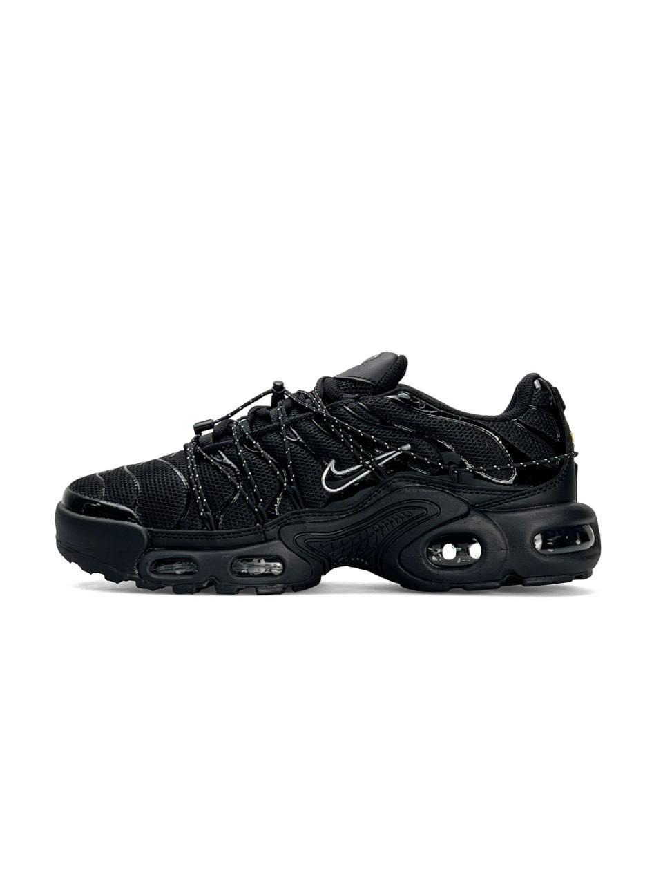 Чоловічі кросівки Nike Air Max Plus TN Lace Toggle Black, кеди Найк шкіра текстиль сітка чорні 41