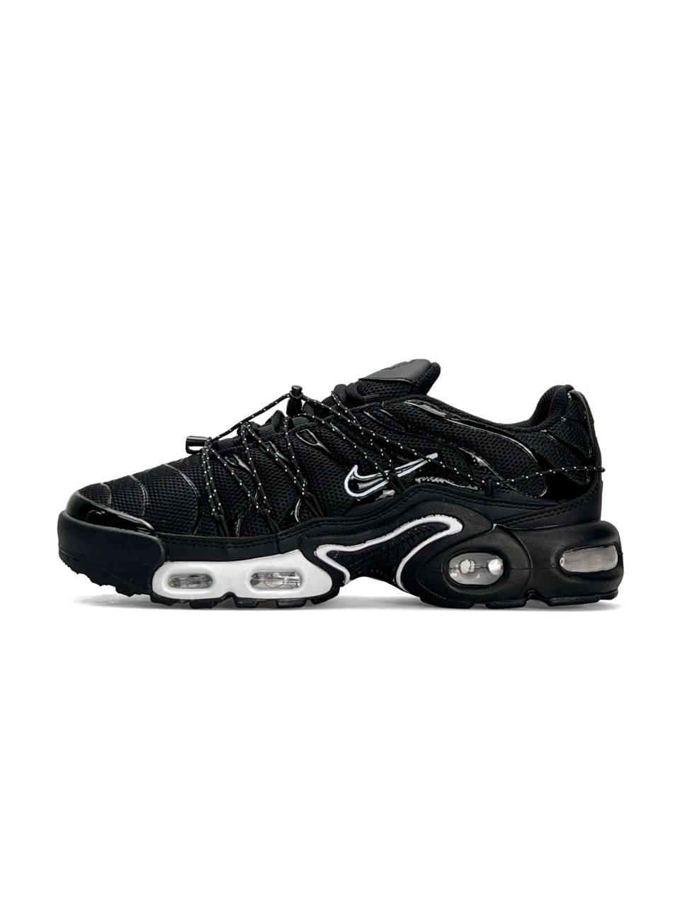 Чоловічі кросівки Nike Air Max Plus TN Lace Toggle Black White, кеди Найк шкіра текстиль сітка 41
