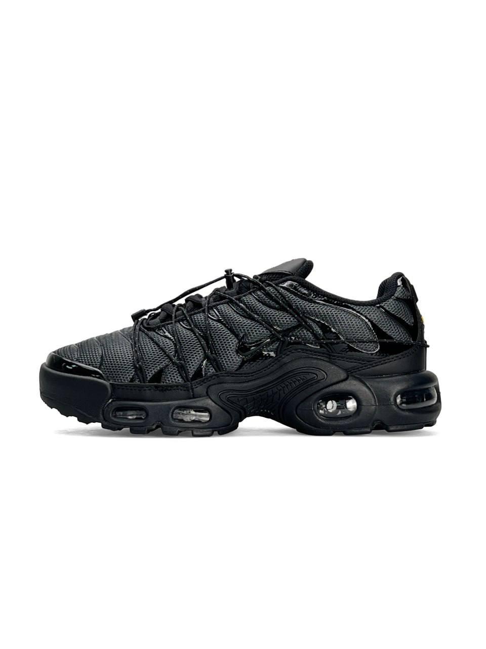Чоловічі кросівки Nike Air Max Plus TN Lace Toggle Dark Grey Black, кеди шкіра текстиль сітка 41