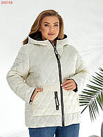 Стильна жіноча демісезонна куртка з капюшоном хакі (плащівка лаке + синтепон)