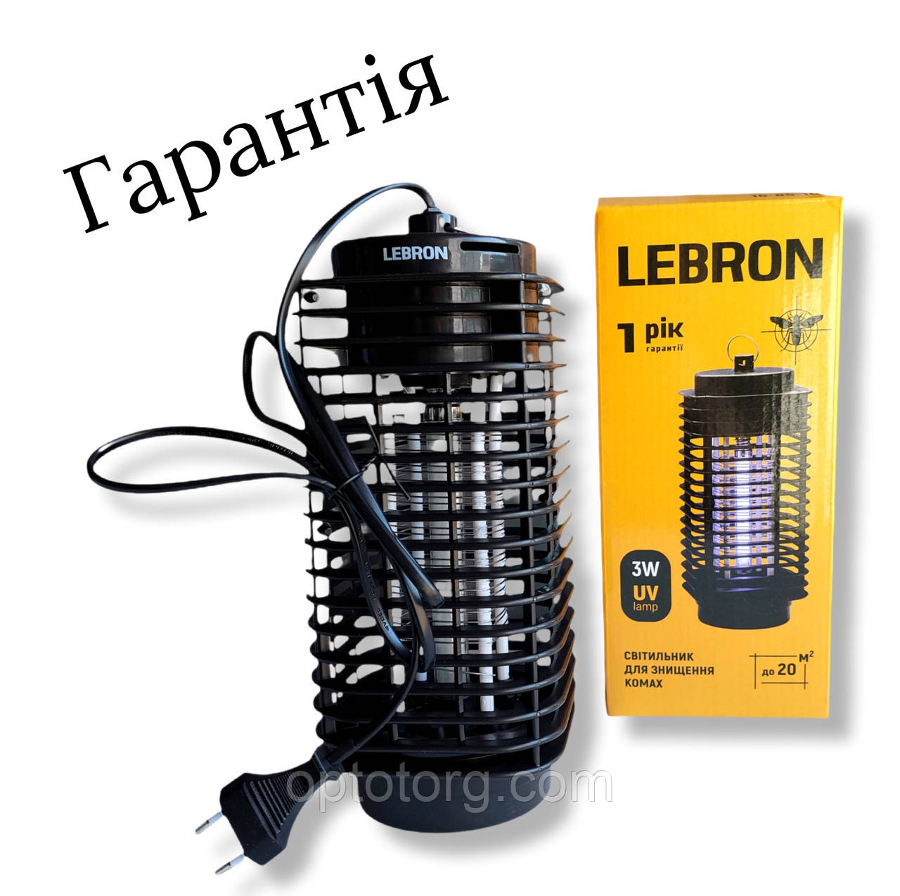 Світильник для знищення комах LEBRON 3 W UV lamp до 20 м²