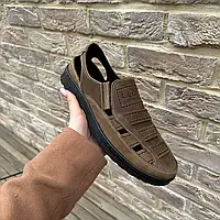 Літні бежеві чоловічі туфлі з натуральної шкіри