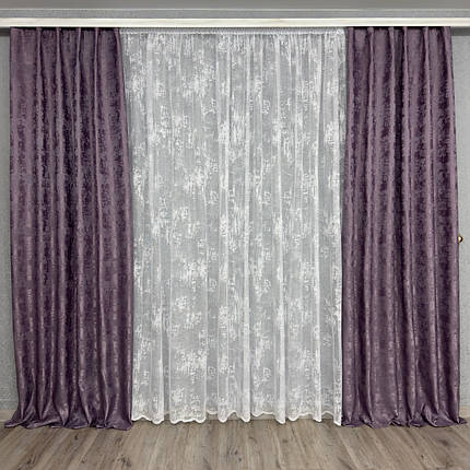Готові штори Софт-мрамор №1039 Фіолетові, фото 1