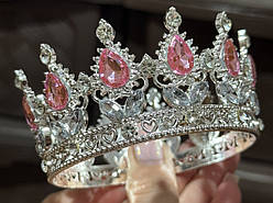 Корона металева для декору БЕНТО - ЗОЛОТО-НІЖНО РОЖЕВИЙ