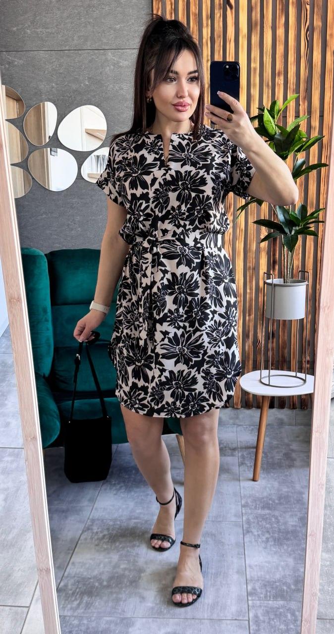 Жіноча літня сукня з поясом новинка 2025, фото 1