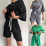Жіночий базовий костюм футболка та шорти (Норма та напівбатал), фото 7