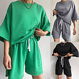 Жіночий базовий костюм футболка та шорти (Норма та напівбатал), фото 5