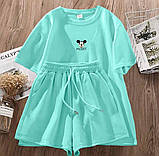 Жіночий літній спортивний костюм футболка з накатом і шорти тканина двонитка (Норма та напівбатал), фото 2