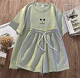 Жіночий літній спортивний костюм футболка з накатом і шорти тканина двонитка (Норма та напівбатал), фото 5