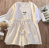 Жіночий літній спортивний костюм футболка з накатом і шорти тканина двонитка (Норма та напівбатал), фото 4