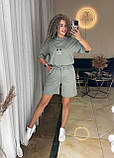 Жіночий модний літній костюм з двонитки футболка і шорти (Норма та напівбатал), фото 8
