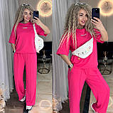 Костюм жіночий спортивний з двонитки футболка і вільні штани (Норма та напівбатал), фото 3