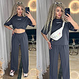 Костюм жіночий спортивний з двонитки футболка і вільні штани (Норма та напівбатал), фото 4