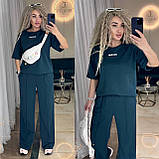 Костюм жіночий спортивний з двонитки футболка і вільні штани (Норма та напівбатал), фото 8