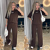 Костюм жіночий спортивний з двонитки футболка і вільні штани (Норма та напівбатал), фото 10