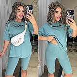 Костюм жіночий літній спортивний футболка і велисипедки у кольорах (Норма та напівбатал), фото 2