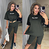 Костюм жіночий літній спортивний футболка і велисипедки у кольорах (Норма та напівбатал), фото 10