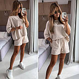 Костюм жіночий споривний на літо з футболкою і шортами з двонитки (Норма та нпаівбатал), фото 2