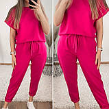 Жіночий спортивний костюм на літо з двонитки з укороченими штанами (Норма та напівбатал), фото 2