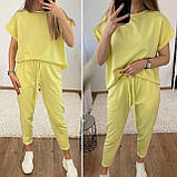 Жіночий спортивний костюм на літо з двонитки з укороченими штанами (Норма та напівбатал), фото 2