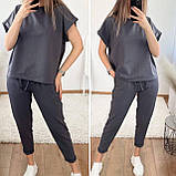 Жіночий спортивний костюм на літо з двонитки з укороченими штанами (Норма та напівбатал), фото 4