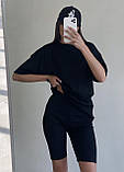 Костюм жіночий спортивний у рубчик футболка і велосипедки, фото 3