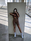Костюм жіночий спортивний у рубчик футболка і велосипедки, фото 6