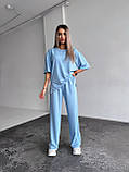 Жіночий літній спортивний костюм з двонитки фуболка і широкі штани (Норма), фото 6