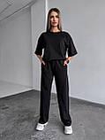 Жіночий літній спортивний костюм з двонитки фуболка і широкі штани (Норма), фото 9