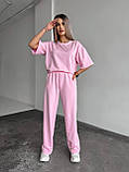 Жіночий літній спортивний костюм з двонитки фуболка і широкі штани (Норма), фото 4
