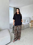 Костюм жіночий брючний на літо блуза і штани великого розміру, фото 3