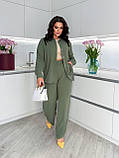 Костюм жіночий з креп-жатки великого розміру сорочка і брюки, фото 7