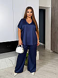 Костюм жіночий трендовий блуза і брюки палаццо (Батал), фото 2
