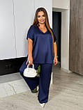 Костюм жіночий трендовий блуза і брюки палаццо (Батал), фото 3