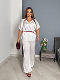 Костюм жіночий трендовий блуза і брюки палаццо (Батал), фото 7