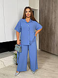 Жіночий прогулянковий костюм з креп-жатки сорочка і широкі брюки (Батал), фото 8