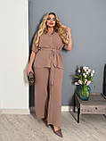 Жіночий прогулянковий костюм з креп-жатки сорочка і широкі брюки (Батал), фото 10