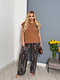 Жіночий брючний костюм на літо футболка і леопардові штани (Батал), фото 7