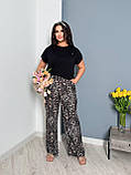 Жіночий брючний костюм на літо футболка і леопардові штани (Батал), фото 8