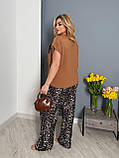 Жіночий брючний костюм на літо футболка і леопардові штани (Батал), фото 10