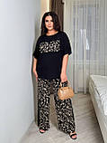 Жіночий брючний костюм на літо футболка і вільні штани з принтом (Батал), фото 8