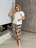 Костюм жіночий літній футболка і юбка з леопардовим принтом (Батал), фото 8