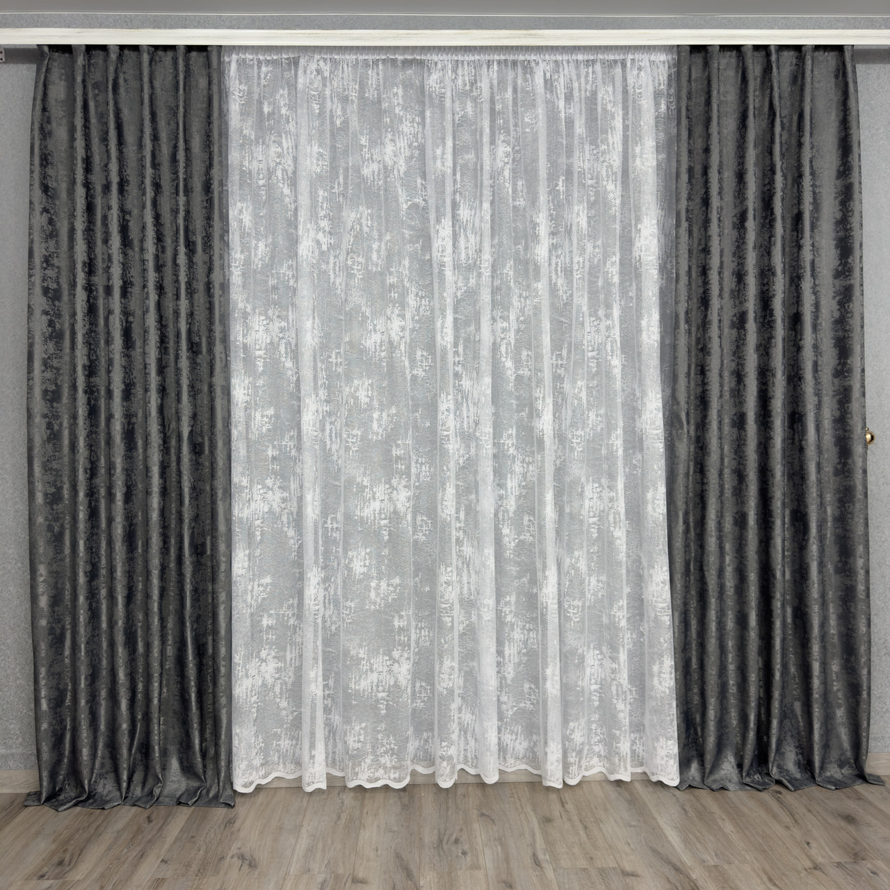 Готові штори Софт-мрамор №1039 Графіт