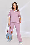 Костюм жіночий літній великого розміру з широкими штанами, фото 4