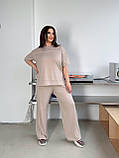 Костюм жіночий спортивний з двонитки футболка і широкі штани (Батал), фото 8