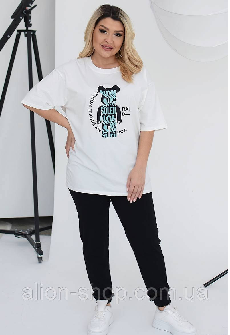 Жіночий літній спортивний костюм тканина кулір футболка і джогери рр.50-52,54-56,58-60, фото 1