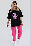 Жіночий літній спортивний костюм тканина кулір футболка і джогери рр.50-52,54-56,58-60, фото 2