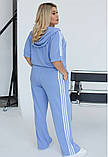 Жіночий літній спортивний костюм з двонитки з лампасами (Батал), фото 3
