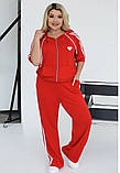 Жіночий літній спортивний костюм з двонитки з лампасами (Батал), фото 4