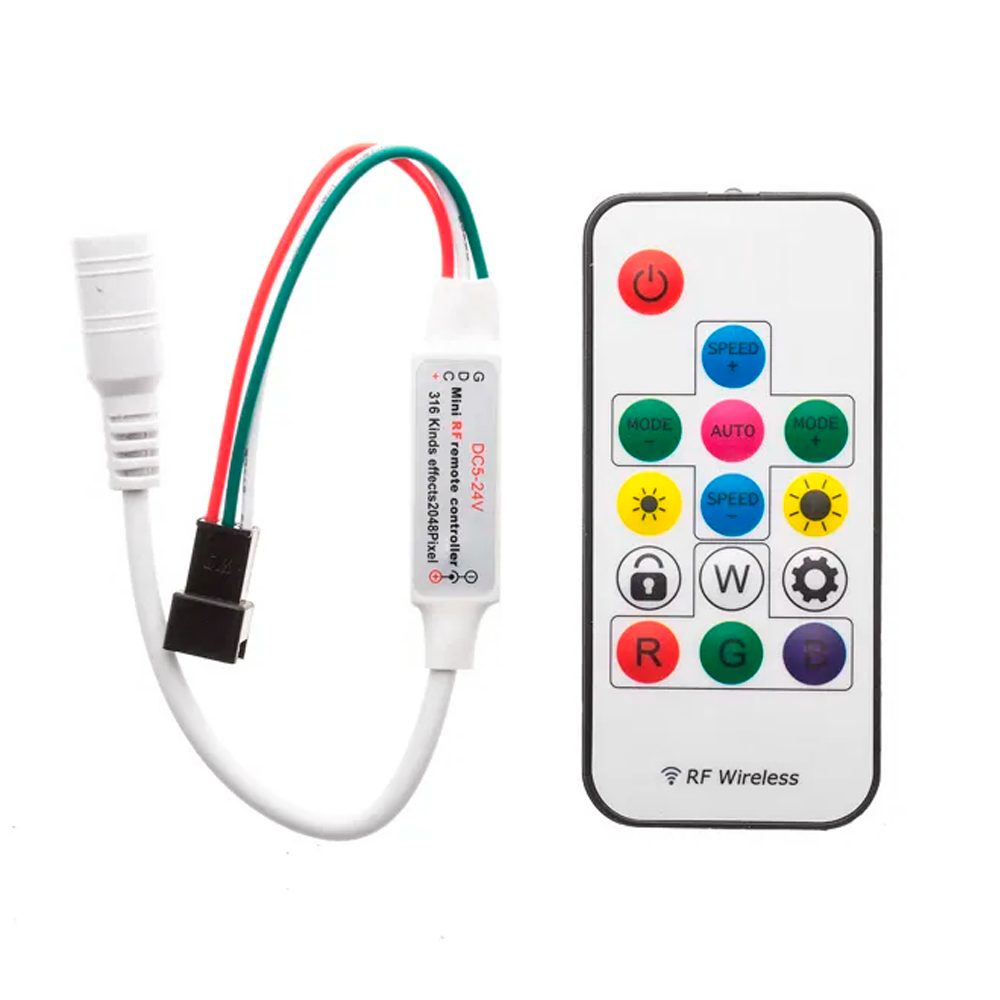 Контролер для адресної стрічки SMART RGB №80 5-24V RF RGB 6А радіо 12V 72W mini Smart strip пульт 14 кнопок